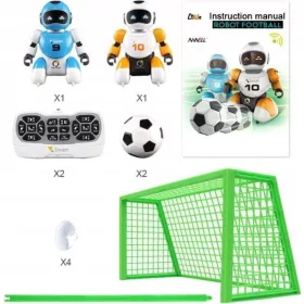  2 Knabo-Roboter spielen kontrollierten Fußball