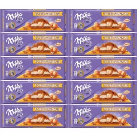   10er Pack Milka Milchschokolade mit Karamellfüllung und ganzen Haselnüssen, 300g