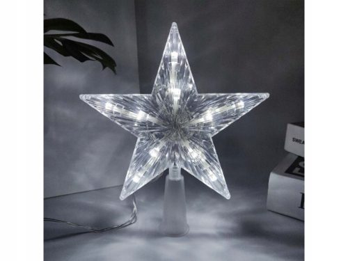  STERNSPITZE FÜR WEIHNACHTSBAUM 26CM KALTWEISS HIT XXL BLINKEND