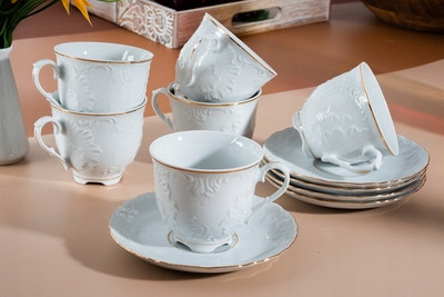 Abendessenservice Tee- und Kaffeeservice Ćmielów Rokoko Złota Linia 3604 18-tlg.