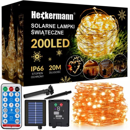  GIRLAND-Drahtlampen, warmweißes Licht, IP66, Solar, 20 m, 200 LEDs