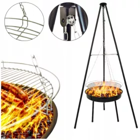    Holzkohle-Gartengrill Stabiler Dreibein-Feuerkorb 2in1 DELICATE