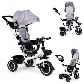    Dreirad, Kinderwagen, um 360 Grad drehbarer Kinderwagen, grau ECOTOYS
