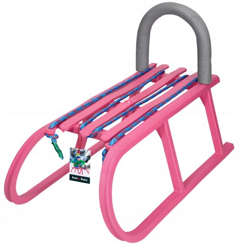  KINDERSCHNEESCHLITTEN AUS KUNSTSTOFF, ROSA, RUTSCHE FÜR KINDER, RÜCKENLEHNE, SCHNUR