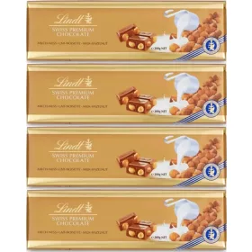   Lindt Swiss Milchschokolade mit Ganzen Haselnüssen 300g (4er Pack)