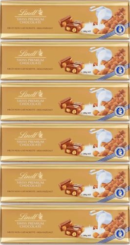 Lindt Schweizer Milchschokolade mit Ganzen Haselnüssen 300g x6
