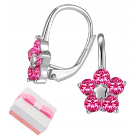    OHRRINGE AUS SILBER, RHODINIERT, ENGLISCHE BLUMEN, 925 SILBER, FÜR EIN MÄDCHEN