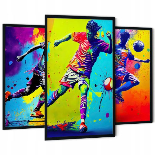 Bilder an der Wand Set mit 3 Bildern für ein Jungenzimmer, Triptychon-Fußballwand, Fußball