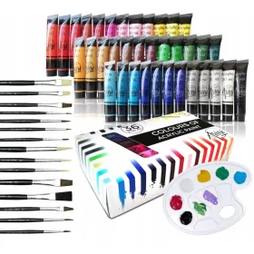    GROSSES MALERSET ACRYLFARBEN 36x20 ml + PALETTE + PINSEL 15 STK