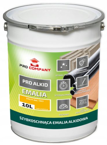 PRO ALKID Schnelltrocknender Alkydlack 10l Gelb RAL 1023