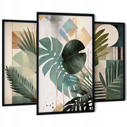 Bilder an der Wand Set mit 3 Bildern für die Wohnzimmer- und Schlafzimmerwand, dicke LUX-Triptychonrahmen