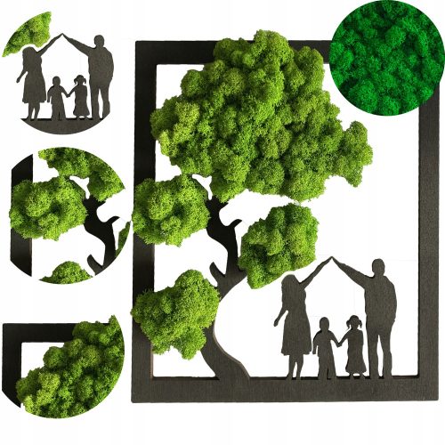 Dekoratives Moos BILD FAMILIE MOSS GAMBLE BONSAI BAUM BAUM DES LEBENS GLÜCK GESCHENK