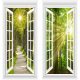 FOTOTAPETE FENSTER 3D WALD BÄUME NATUR 100 X 230 cm