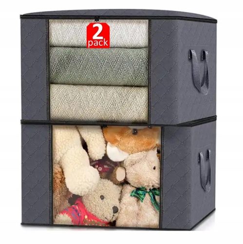 Boxen, Aufbewahrungsbehälter, Organizer Behälter für Bettwäsche, Kleidung, Spielzeug, 2er-Pack, gesteppt, HEXAGON, 60 x 40 x 33 cm