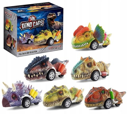  DINOSAURIER MEGA AUTOSET DINOSAURIER DINO AUTOS 6 Stück