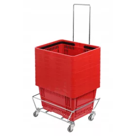 Set verzinkter Trolley mit Griff + 10 Körbe 22l Rot