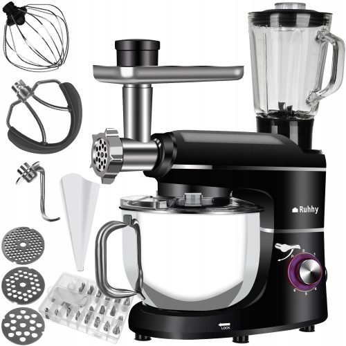  Ruhhy Planeten-Küchenmaschine mit Mixer 2200 W, schwarz
