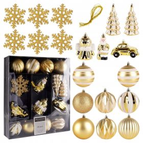  20x WEIHNACHTSBAUMKUGELN, goldenes Christbaumkugel-Set