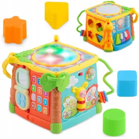   INTERAKTIVES PÄDAGOGISCHES WÜRFELSORTIER-MONTESSORI-MUSIK-PUZZLE 6IN1
