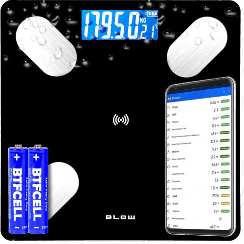  Blow 44-092# Personenwaage + Blow AAA Zink-Kohle-Batterie (R3) 2 Stk.