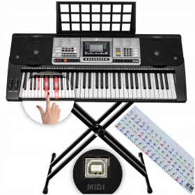    Tastatur zum Lernen, beleuchtete Tasten, stabiler Ständer für Orgelaufkleber