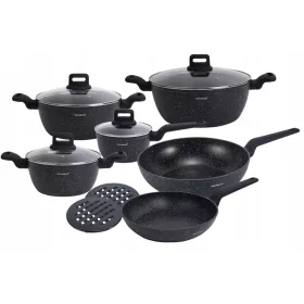    Klausberg Zest Topfset. Marmortöpfe + Bratpfannen, Aluminiumzubehör 12 Stk.