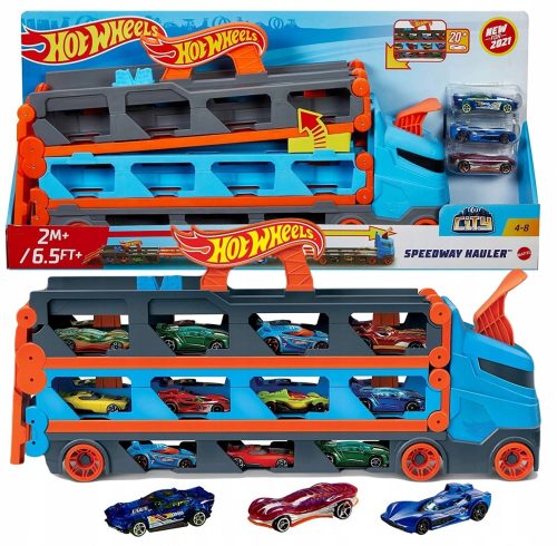  Mattel Hot Wheels City Rennstrecke 2in1 Renntransporter + Spiele im Freien mit Ihrem Kind AA