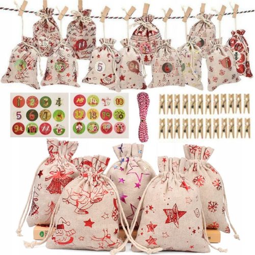  ADVENTSKALENDER DIY Handtaschen Jutebeutel hängende AUFKLEBER 24 Advent