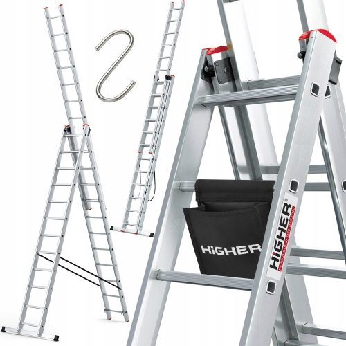Höhere Leiter 8,1 m Aluminium 3 x 12 bis 150 kg