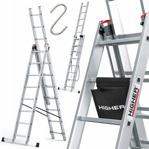 Höhere Leiter 5,56 m Aluminium 3 x 8 bis 150 kg