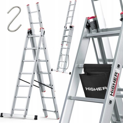 Höhere Leiter 5,05 m Aluminium 3 x 7 bis 150 kg