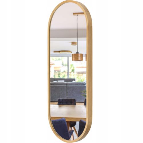  LEJA ovaler Wand-Badezimmerspiegel im Holzrahmen EICHE 100x38 STYLISH