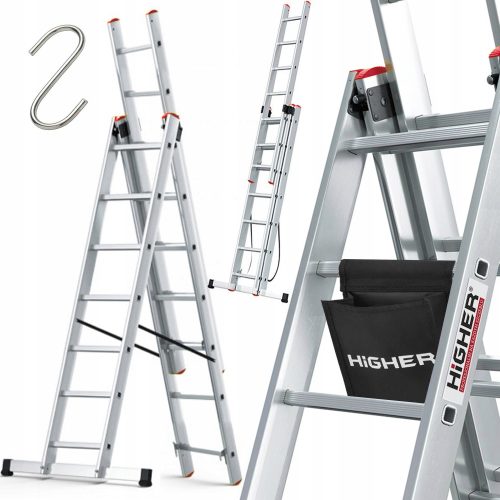 Höhere Leiter 4,43 m Aluminium 3 x 6 bis 150 kg