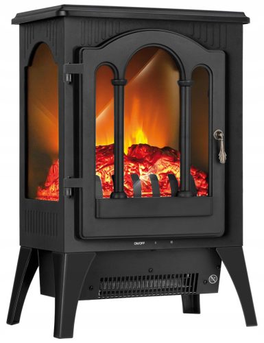 Freistehender Kamin mit Heizfunktion, elektrisch MPM, schwarz, 1750 W, 37,5 x 55,7 x 25,5 cm