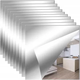    10× Spiegel-Wandaufkleber, Spiegelfliesen, Dekora + Karton mit separatem Deckel, 20 cm x 15 cm x 25 cm, 1 Stk.