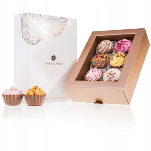 Exklusive Weihnachts-Cupcakes Pralinenbox, 6 Stück mit verschiedenem Geschmack