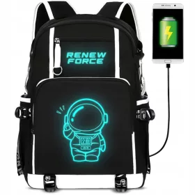    Renew Force Schulrucksack mit mehreren Fächern, Schwarz, 18 Jahre
