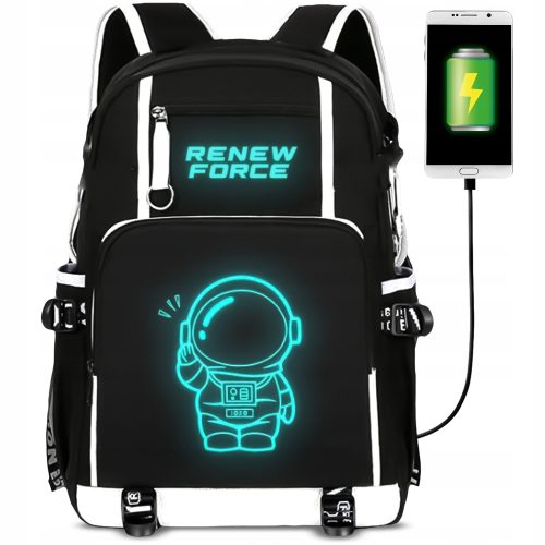  Renew Force Schulrucksack mit mehreren Fächern, Schwarz, 18 Jahre
