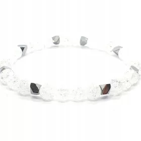  Damenarmband Natursteine Bergkristall Hämatit Silber