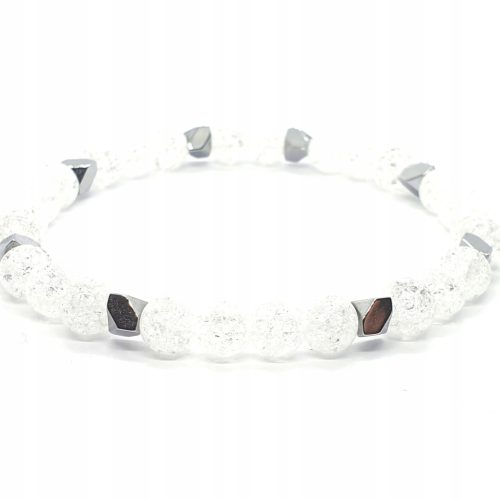  Damenarmband Natursteine Bergkristall Hämatit Silber