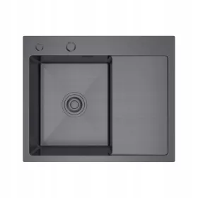 Melanstar-Einzelbeckenspüle, schwarzer Stahl