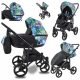  Babe Boss Cavo Premium 3in1 Kinderwagen Blumen, Grün, Graphit, Beige