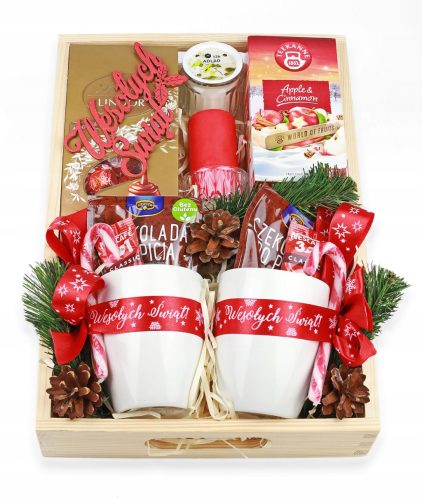  Weihnachtsgeschenkset – Tassen, Süßigkeiten, Kaffee, Tee, Kerzen + Tablett