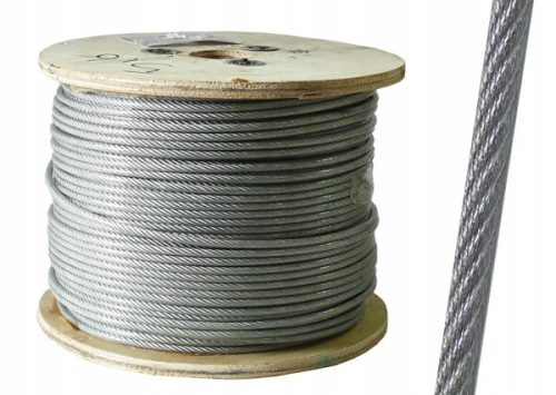 100m Seil PVC-Stahlkabel 6mm 6x19+FC verzinkt