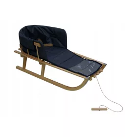    Holzschlitten mit Rückenlehne und Matratze für Kinder, traditionell, massives PL