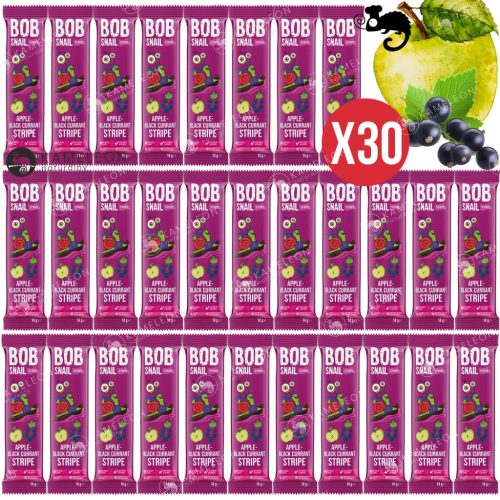 30 x BOB SNAIL Apfel-Schwarze Johannisbeere Fruchtsnacks - Natürlich & Lecker