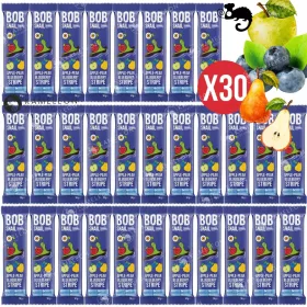   30 x BOB SNAIL Apfel-Birnen-Heidelbeeren Fruchtsnack, 14g - Gesunder Snack für die ganze Familie