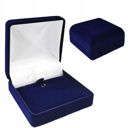  Marineblaue Samtbox für ein kleines Schmuckset, Ohrringe und einen Anhänger