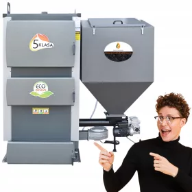    150-kW-Ofen. Öko-Erbsenkohlekessel mit Ökodesign-Zubringer, 5. Klasse PLESZEWSKI