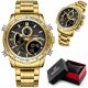  HERRENUHR NAVIFORCE NF9182 G/B STOPPUHR WECKER LICHT + GESCHENKBOX